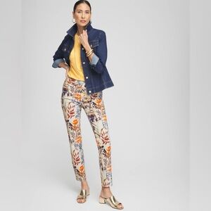 CHICO’S NWT 3 Brigitte Autumn Print Ankle Pants • Colorful Florals 16
